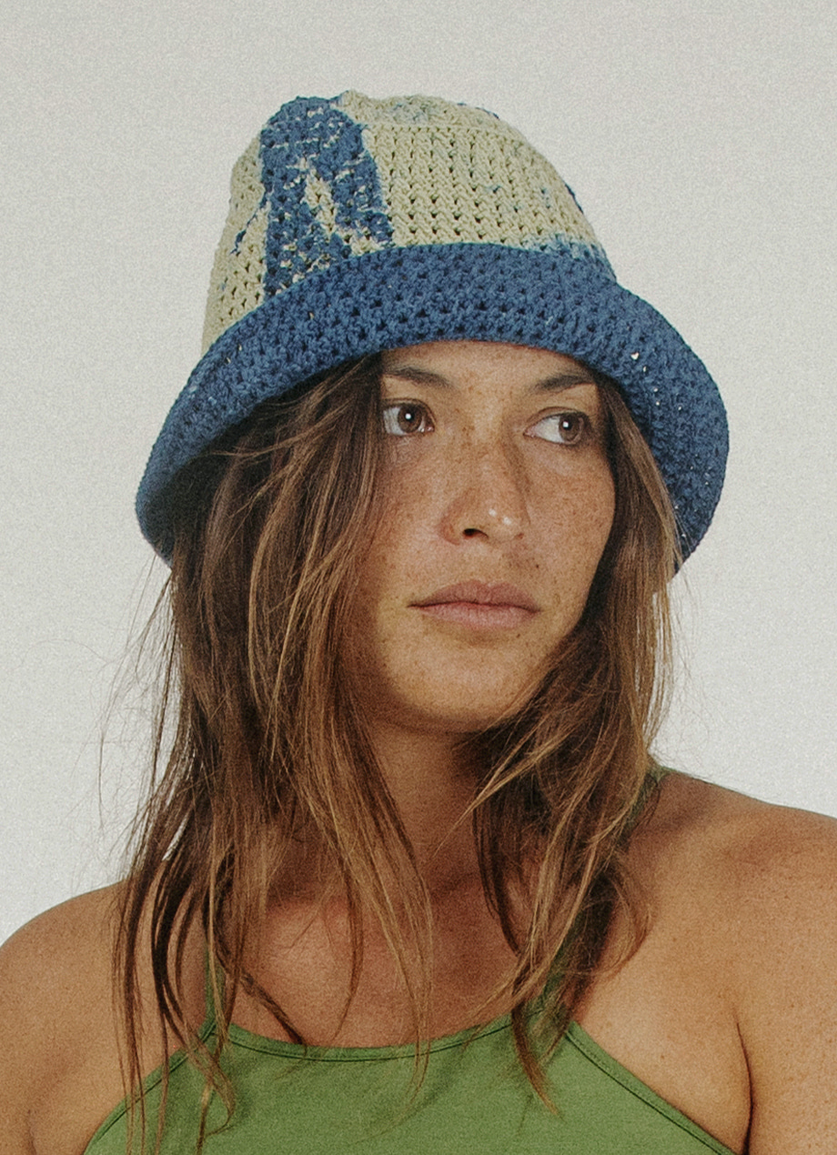 Natural dye Hand knitted crochet hat - circle
