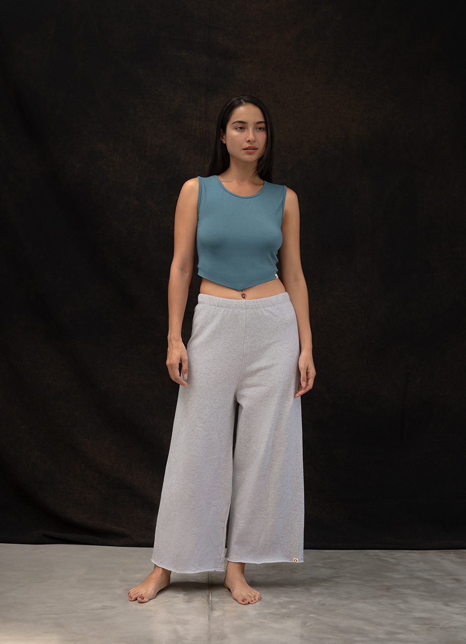 Terry wide straight pants_White misty