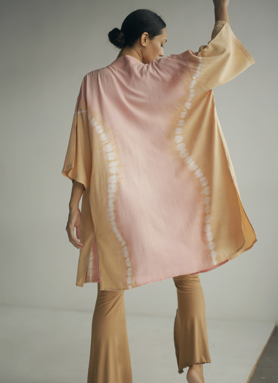 Natural dye long robe / Eco fabric
